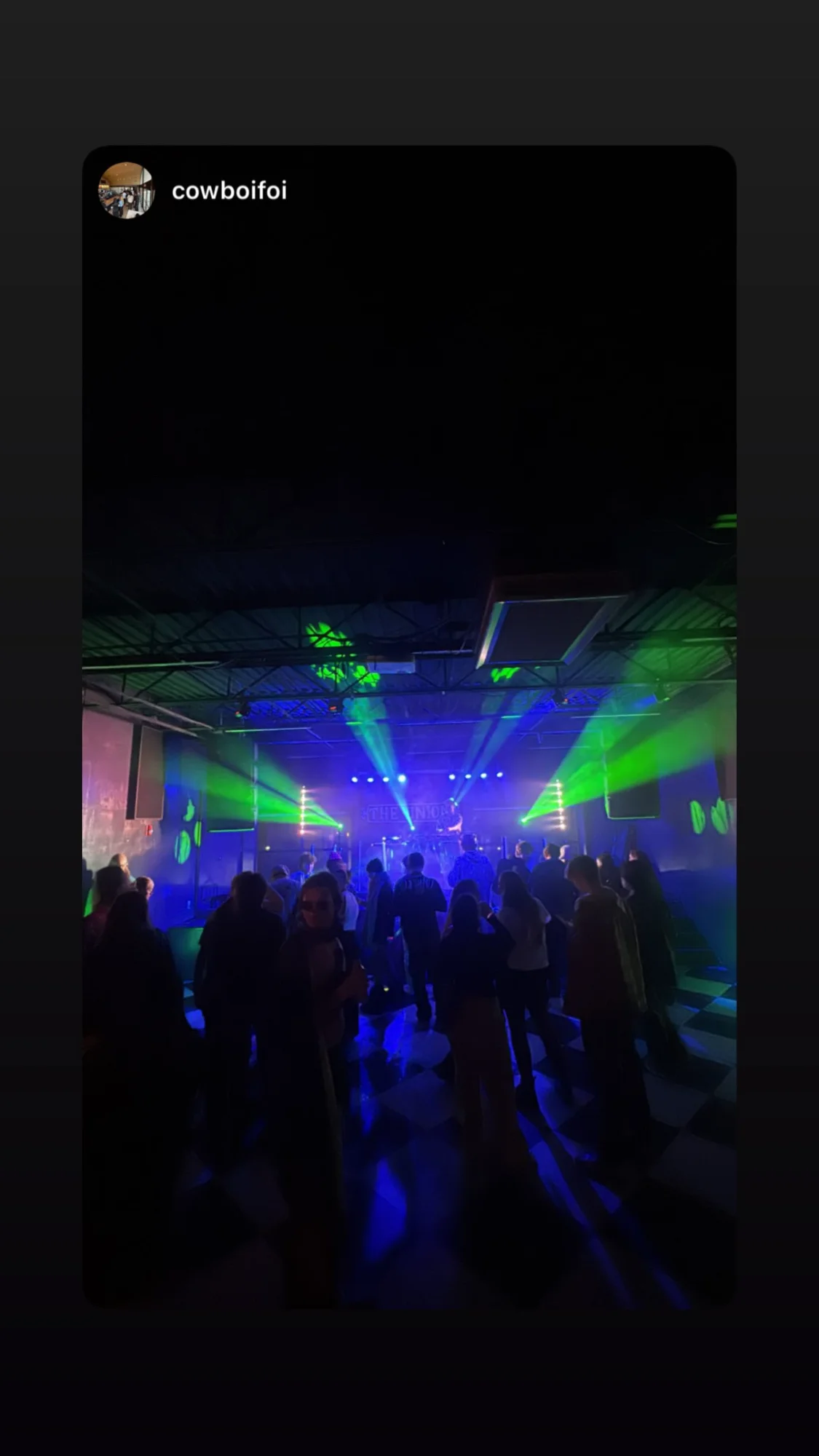 The Union - Crowd perspective with blue and green lighting